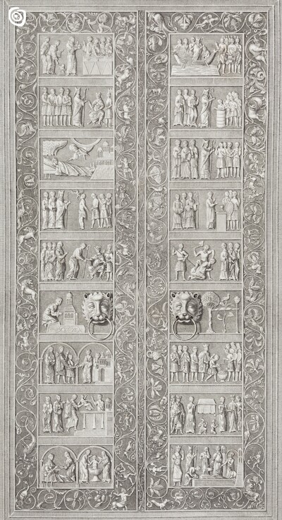 "Drzwi spiżowe w kościele katedralnym w Gnieźnie", miejscowość nieznana, 1842 r.