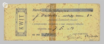 Dokument - Kwit wpłaty, Gniezno, 1919 r.