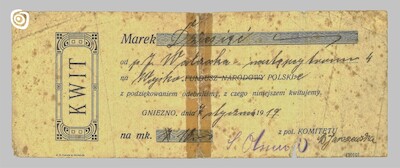 Dokument - Kwit wpłaty, Gniezno, 1919 r.